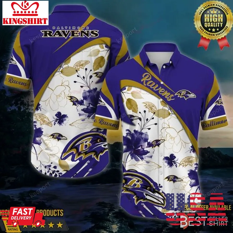 Baltimore Ravens Nfl Floral Hawaiian Shirt Dad Gifts American Football Size up S to 5XL