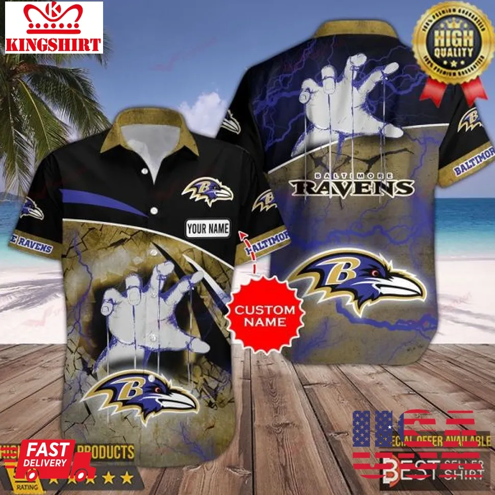 Baltimore Ravens Nfl Hawaiian Shirt And Short Dad Gifts American Football Plus Size