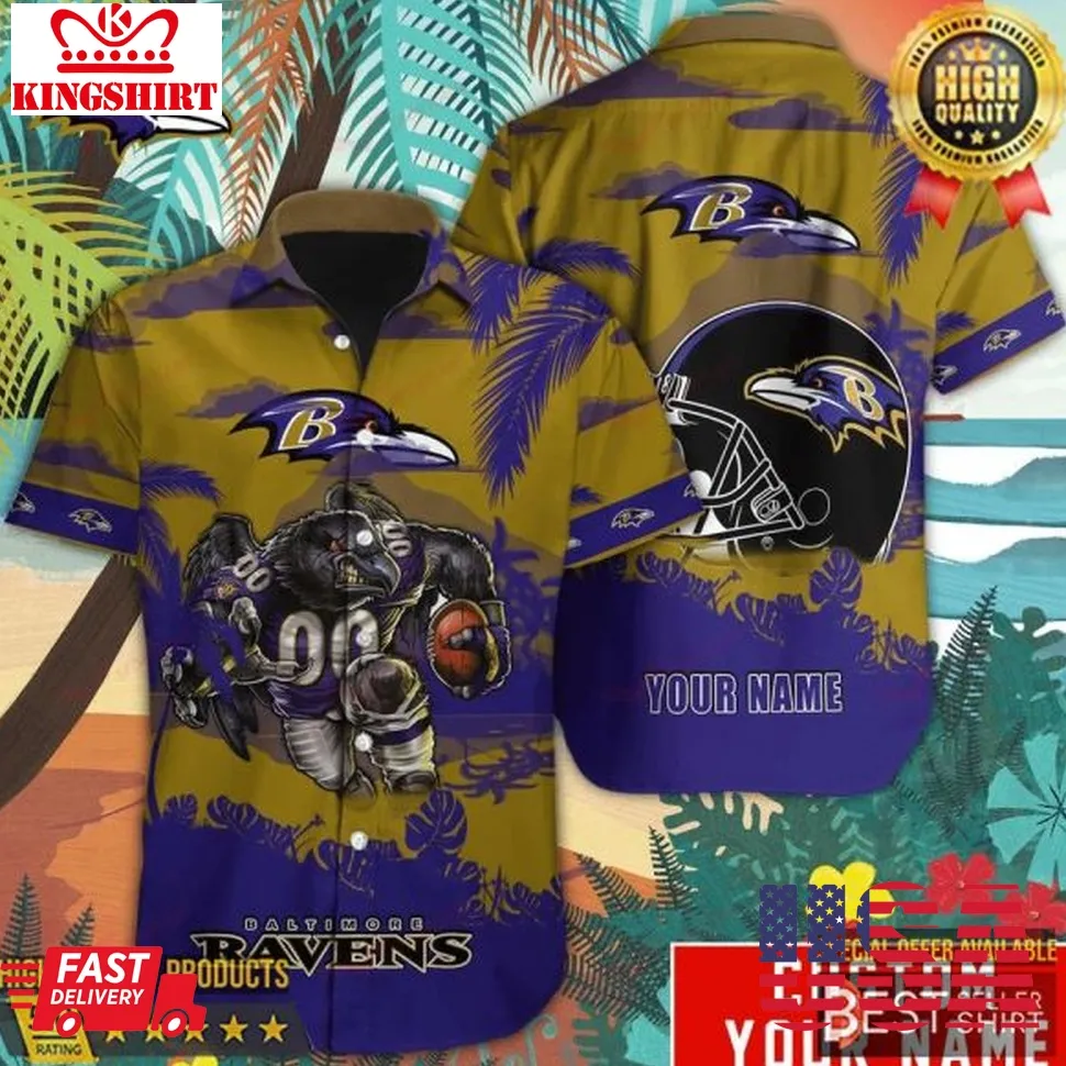 Baltimore Ravens Nfl Hawaiian Shirt Dad Gifts Personalized Gifts Size up S to 5XL