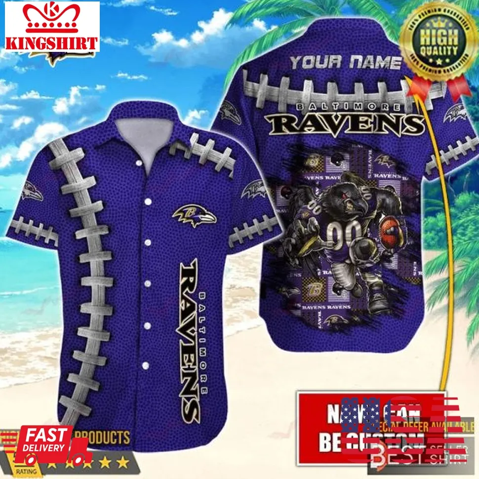 Baltimore Ravens Nfl Mascot Hawaiian Shirt Dad Gifts Personalized Gifts Size up S to 5XL