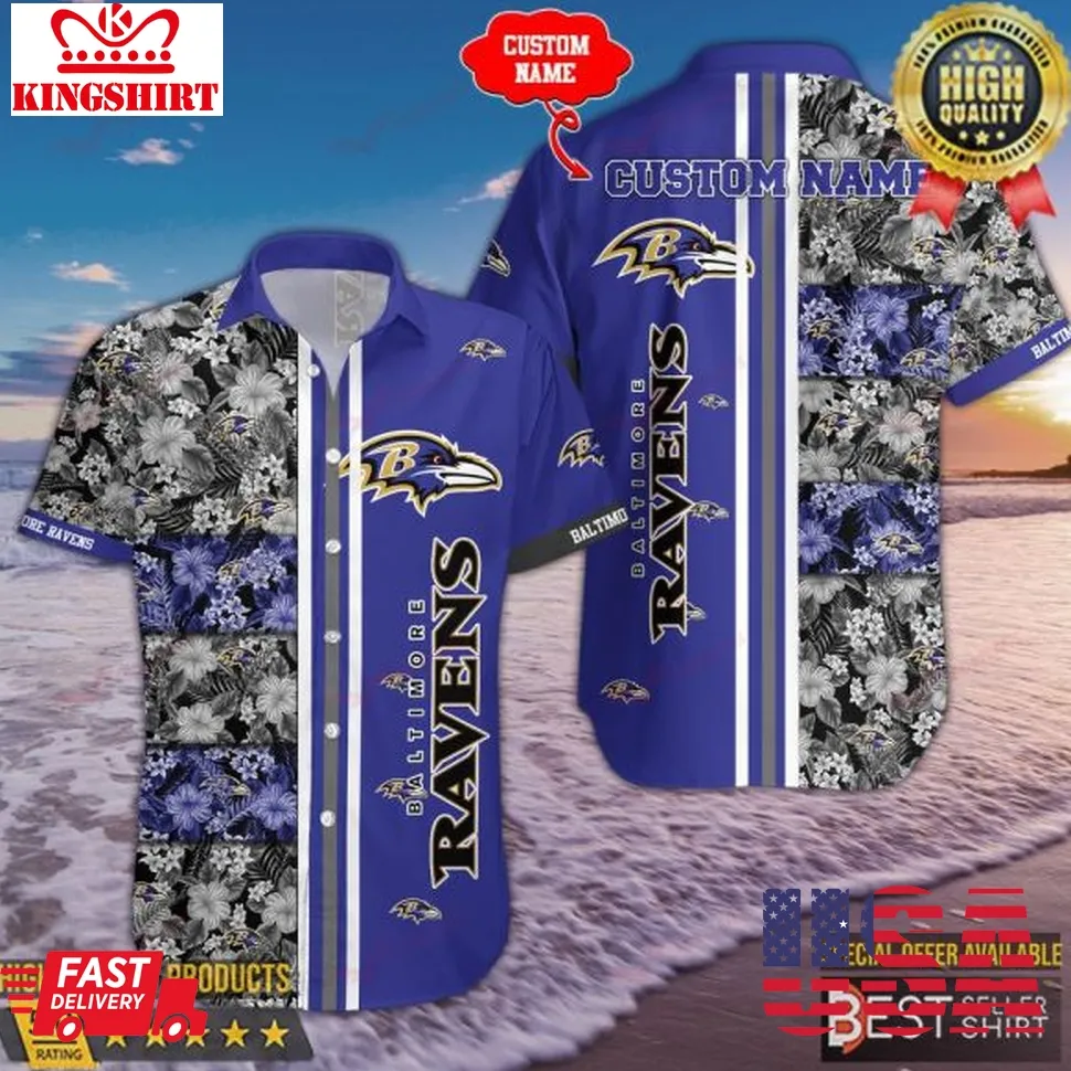 Baltimore Ravens Nfl Vintage Floral Hawaiian Shirt Dad Gifts American Football Size up S to 5XL