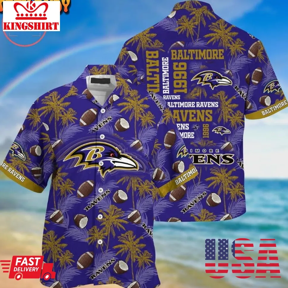 Baltimore Ravens Palm Hawaiian Shirt Unisex