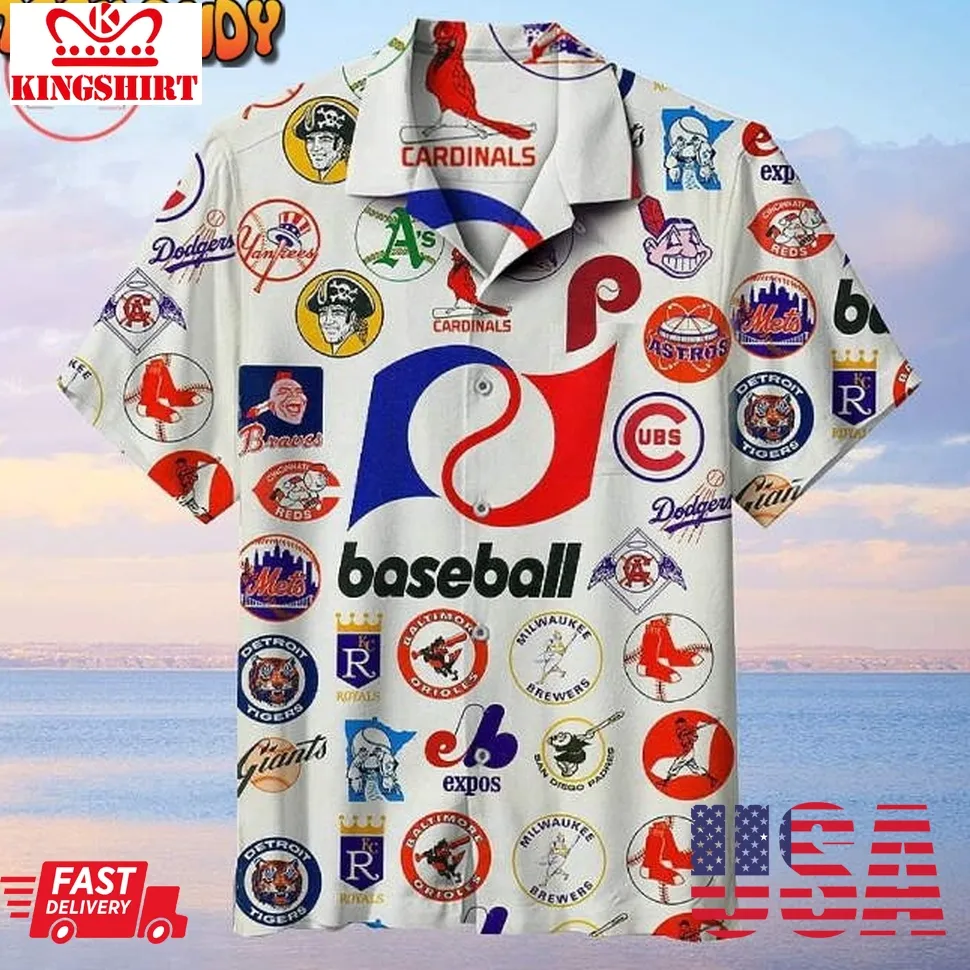 Baseball League Retro Logo Hawaiian Shirt Unisex