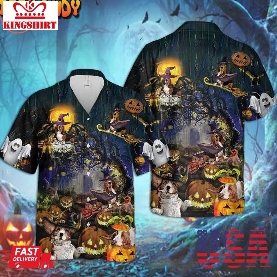 Basset Hound Halloween Hawaiian Shirt Plus Size