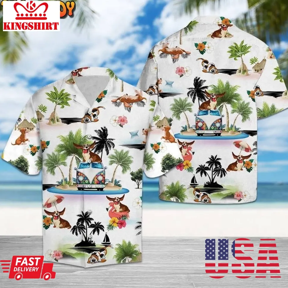 Basset Hound Vacation Multicolor Unique Hawaiian Shirt Size up S to 5XL