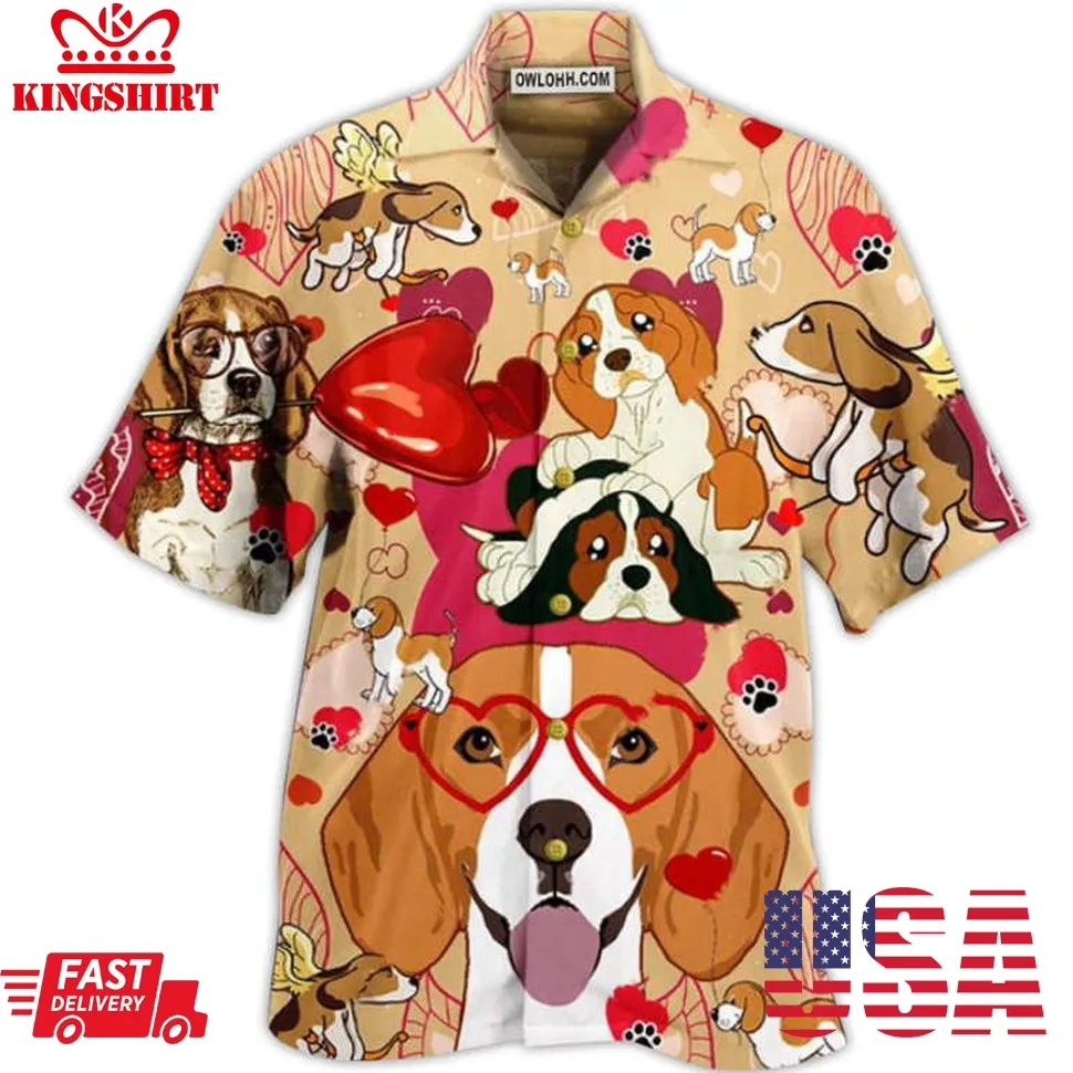 Beagle Dog And Valentine Love You Hawaiian Shirt Plus Size