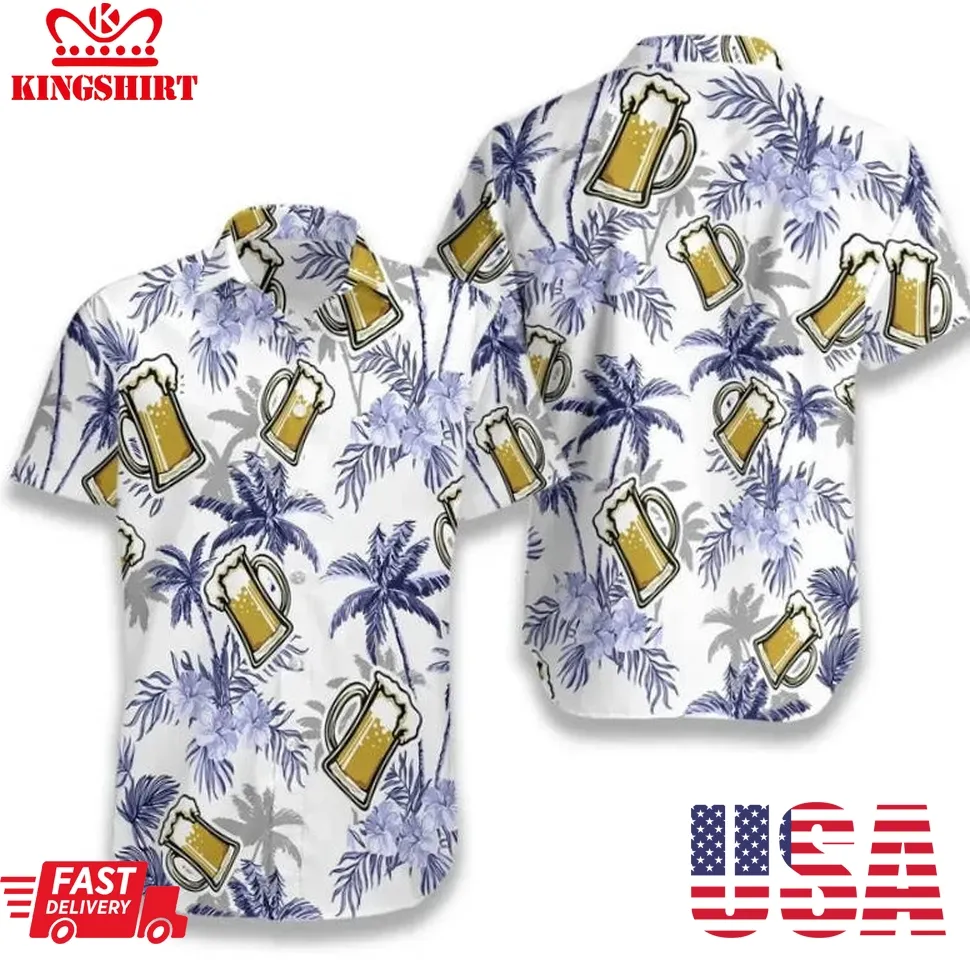 Beer Coconut Tree Hawaiian Shirt For Man And Woman Plus Size