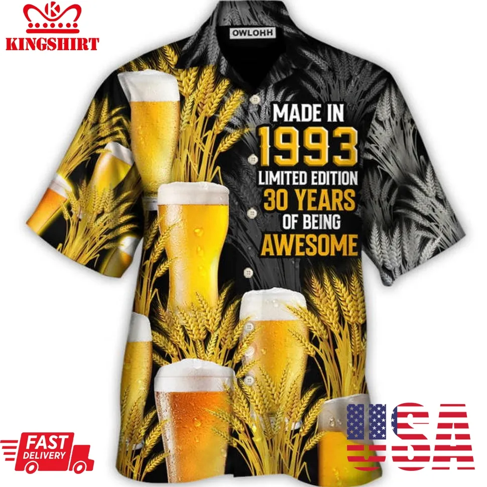 Beer Happy Drinking Beer Made In 1993 Hawaiian Shirt Unisex