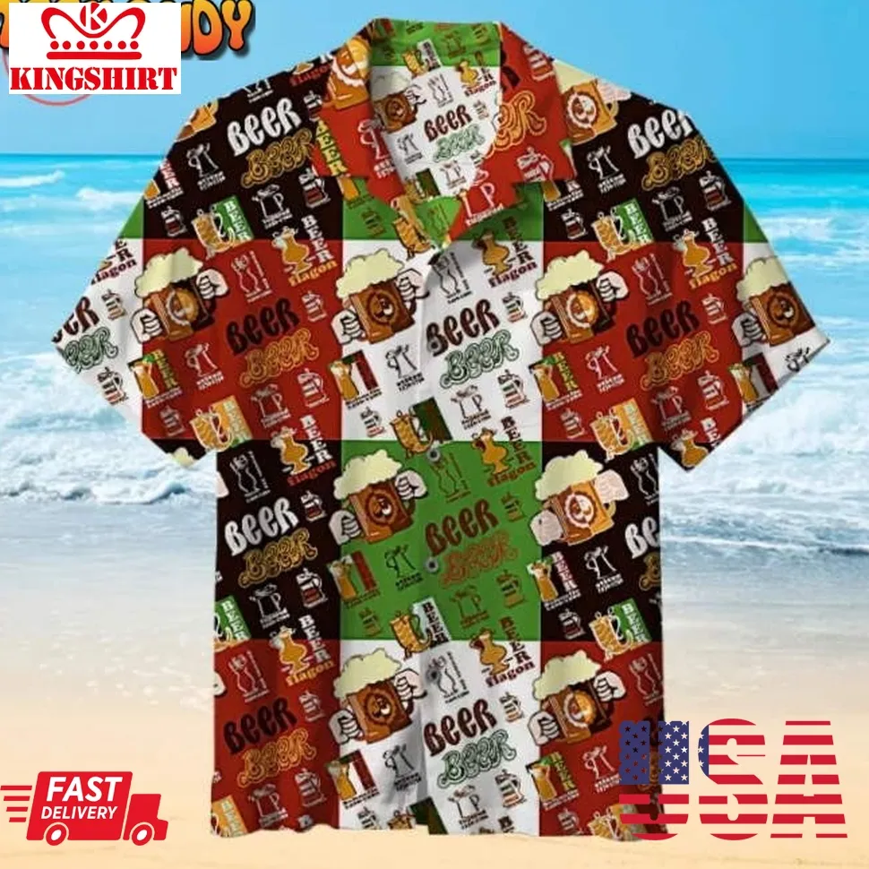 Beer Pattern Hawaiian Shirt Size up S to 5XL