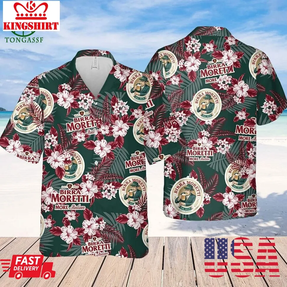 Birra Moretti Beer Flower Pattern Hawaiian Shirt Practical Beach Gift Size up S to 5XL