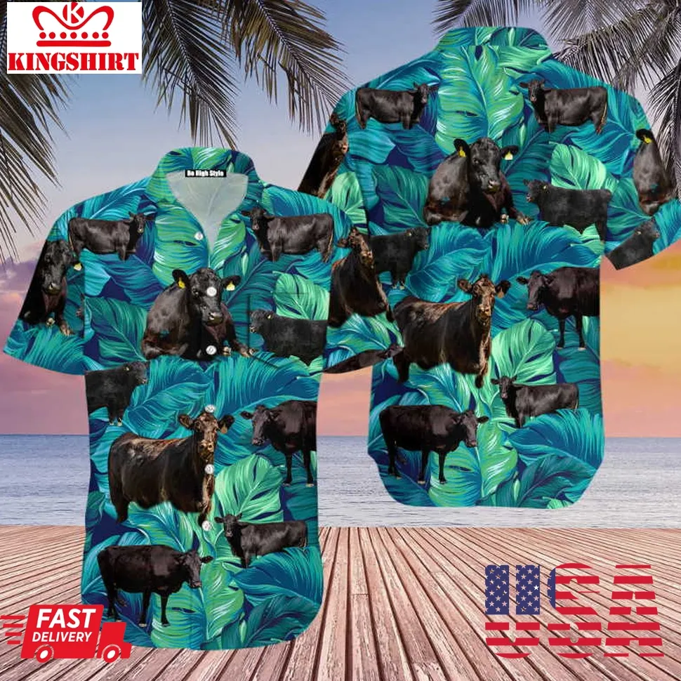 Black Angus Cattle Lovers Hawaiian Shirt Plus Size
