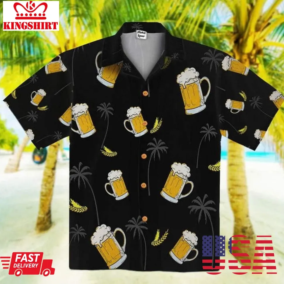 Black Beer Coconut Tropical Hawaiian Shirt Unisex