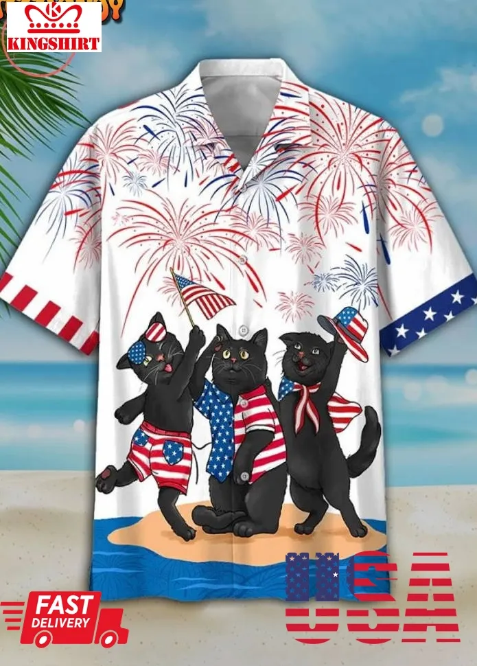 Black Cat Independence Day Is Coming Hawaiian Shirt And Shorts Unisex