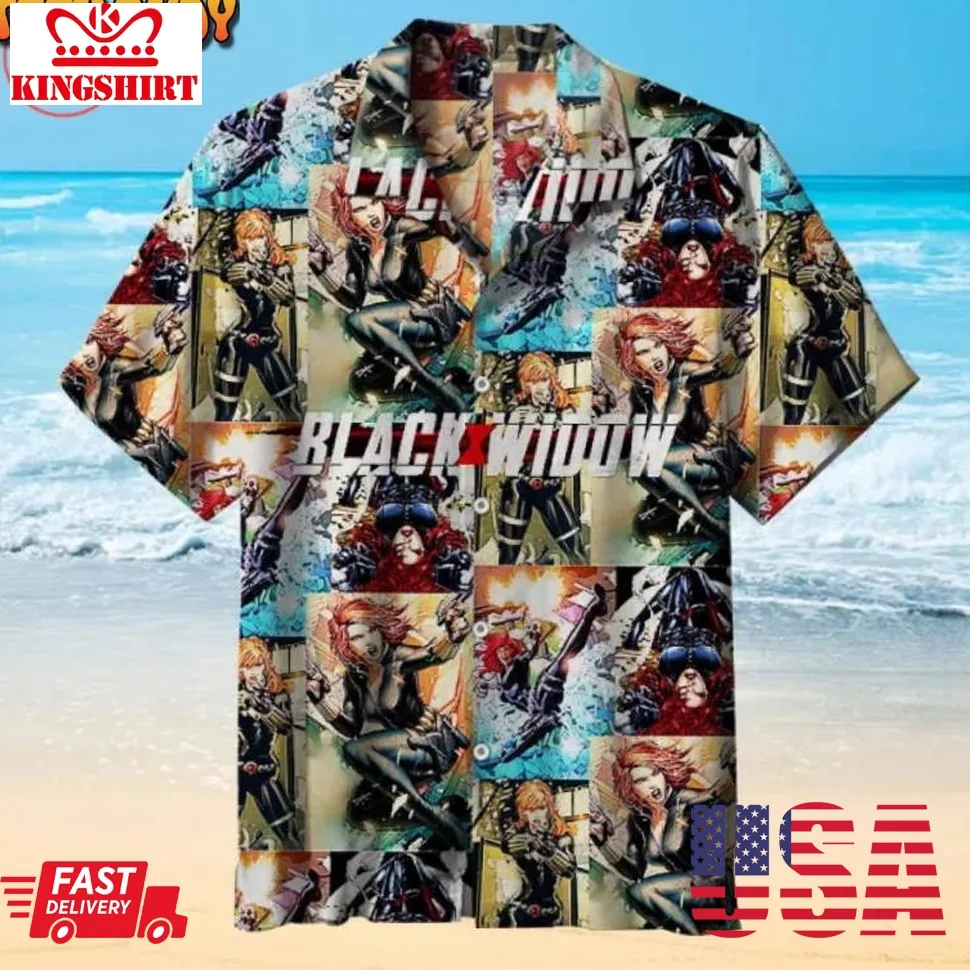Black Widow Comics Hawaiian Shirt Size up S to 5XL