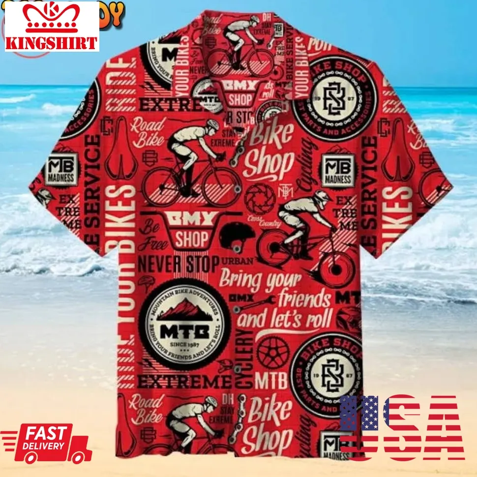 Bmx Pattern Hawaiian Shirt Unisex