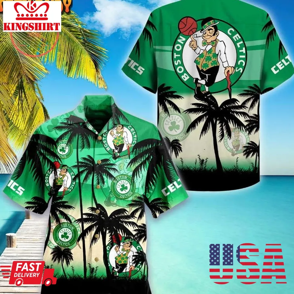 Boston Celtics Palm Hawaiian Shirt Plus Size