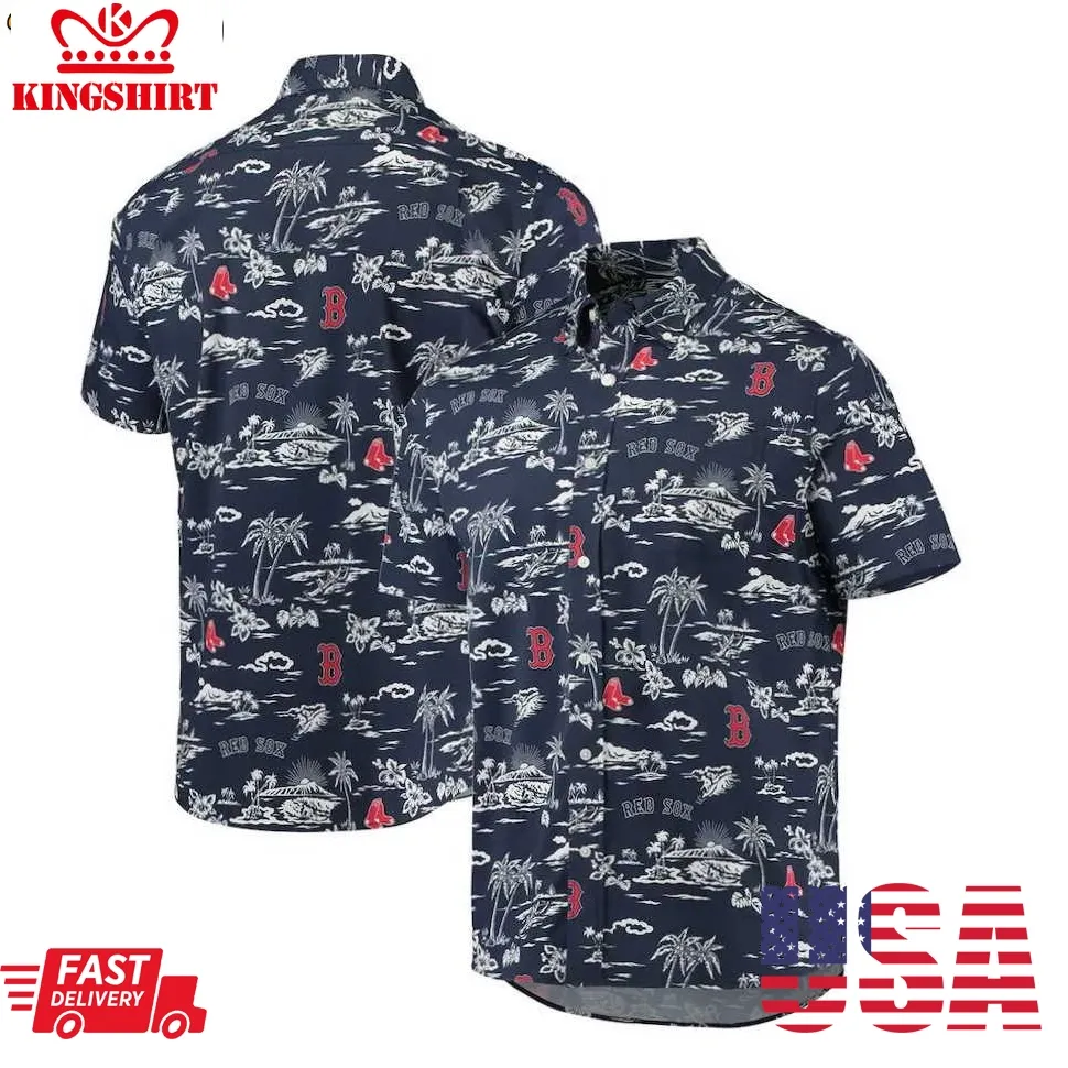 Boston Red Sox Navy Kekai Performance Hawaiian Shirt Plus Size