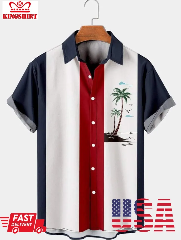 Bowling Coconut Tree Tropical Hawaiian Shirt Plus Size