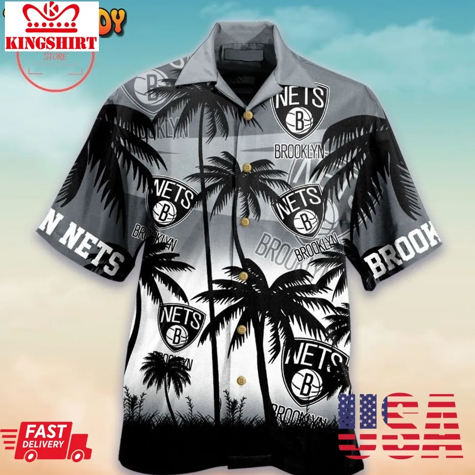Brooklyn Nets Palm Hawaiian Shirt Plus Size