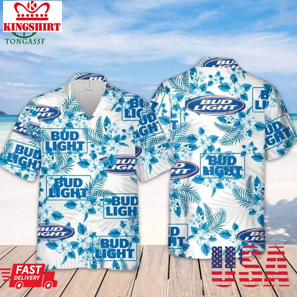 Bud Light Beer Hawaiian Shirt Flower Pattern Beer Lovers Gift Plus Size