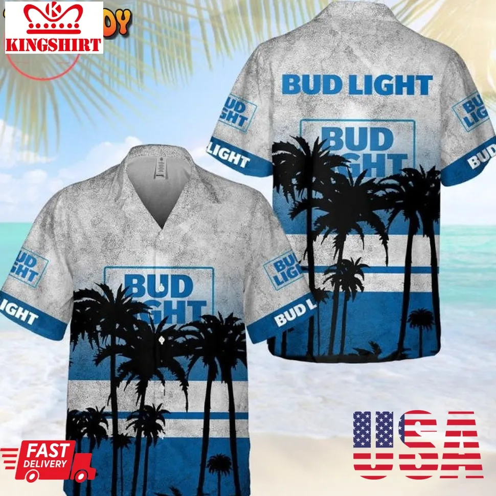 Bud Light Palm Tree Hawaiian Shirt Plus Size