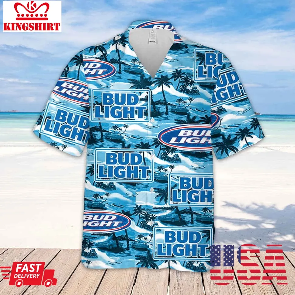 Bud Light Sea Island Pattern Hawaiian Shirt Unisex