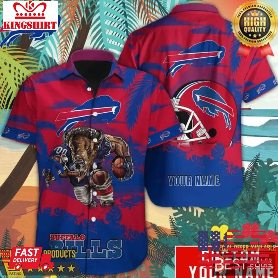 Buffalo Bills Mascot Nfl Hawaiian Shirt Dad Gifts Personalized Gifts Football Helmet Plus Size