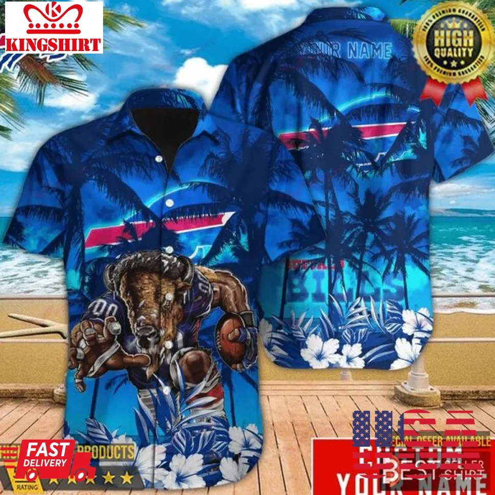 Buffalo Bills Mascot Running Nfl Hawaiian Shirt Dad Gifts Personalized Gifts Plus Size