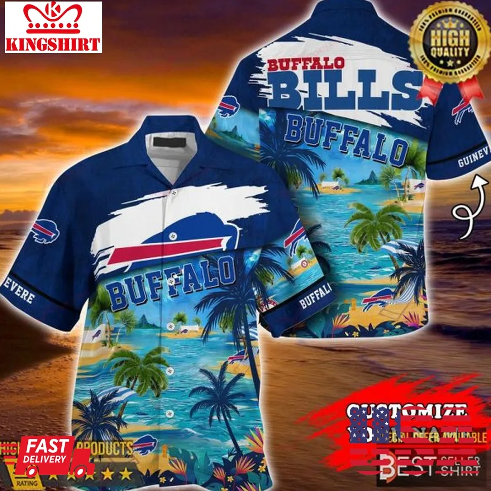 Buffalo Bills Nfl Coconut Trees Hawaiian Shirt Dad Gifts Personalized Gifts Size up S to 5XL