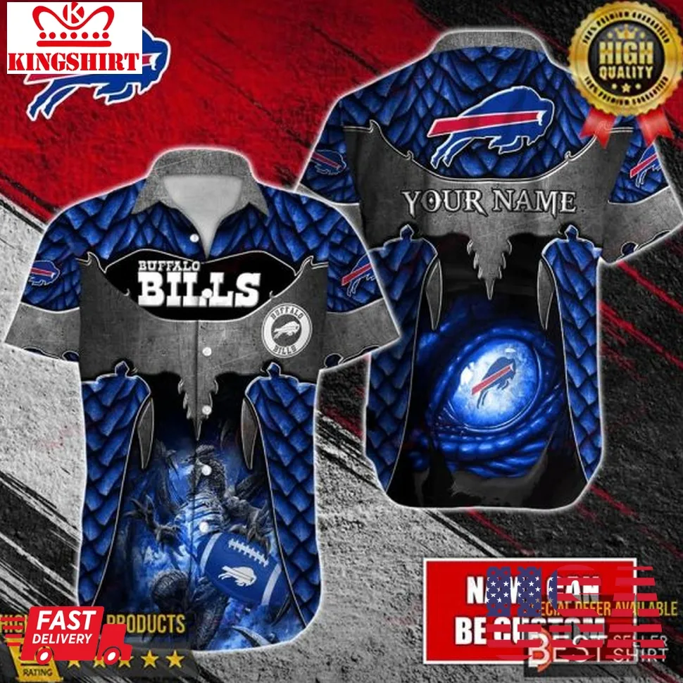 Buffalo Bills Nfl Hawaiian Shirt Dad Gifts Personalized Gifts Blue Dragon Unisex