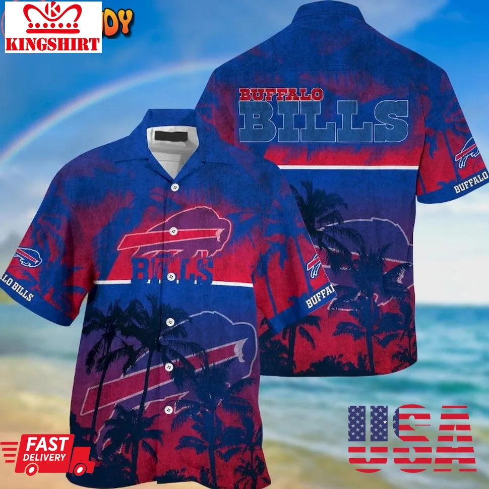 Buffalo Bills Palm Hawaiian Shirt Size up S to 5XL