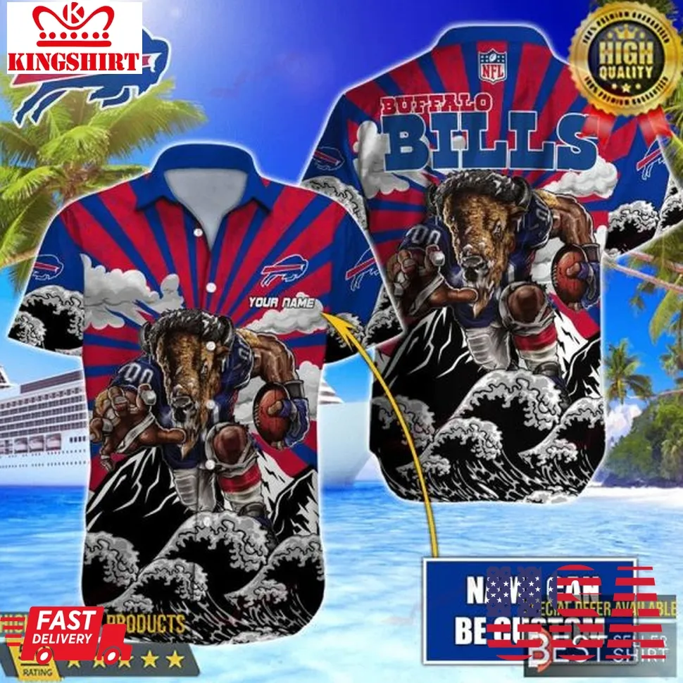 Buffalo Bills Running Mascot Nfl Hawaiian Shirt Dad Gifts Personalized Gifts Unisex