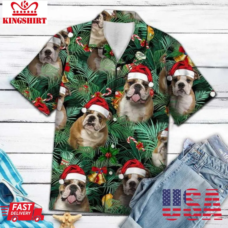 Bulldog Merry Christmas Hawaiian Shirt Unisex
