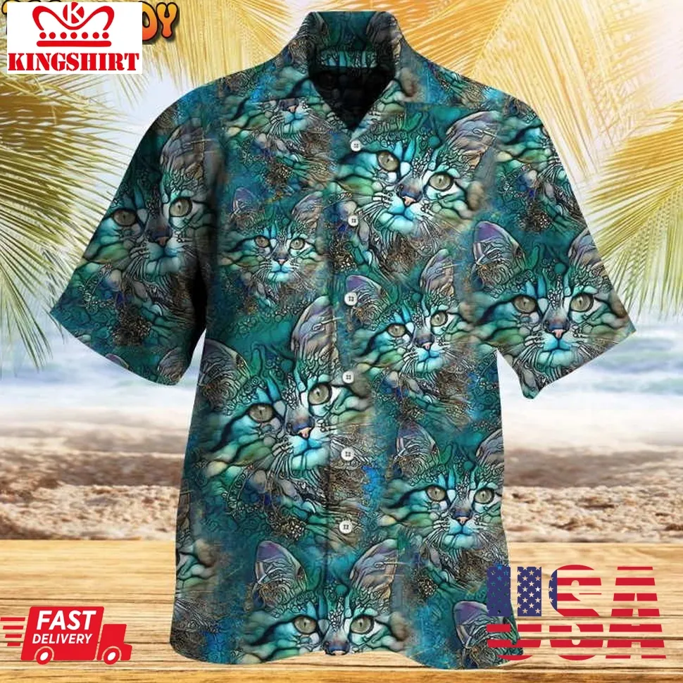 Cat Hawaiian Shirt Size up S to 5XL