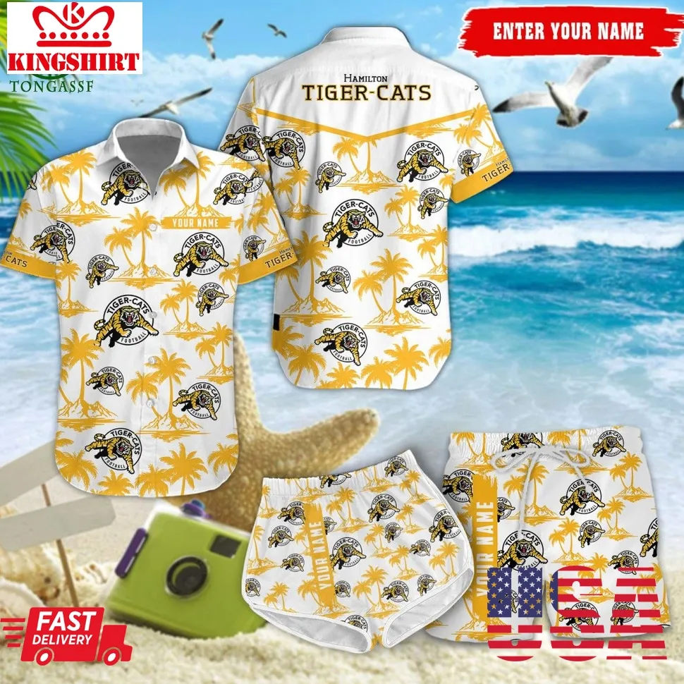 Cfl Hamilton Tiger Cats Canadian League Custom Hawaiian Shirt Plus Size