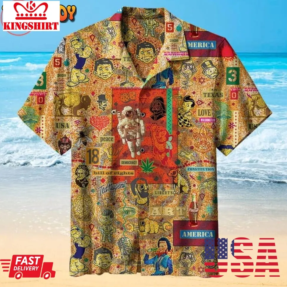 Character Collage Hawaiian Shirt Plus Size