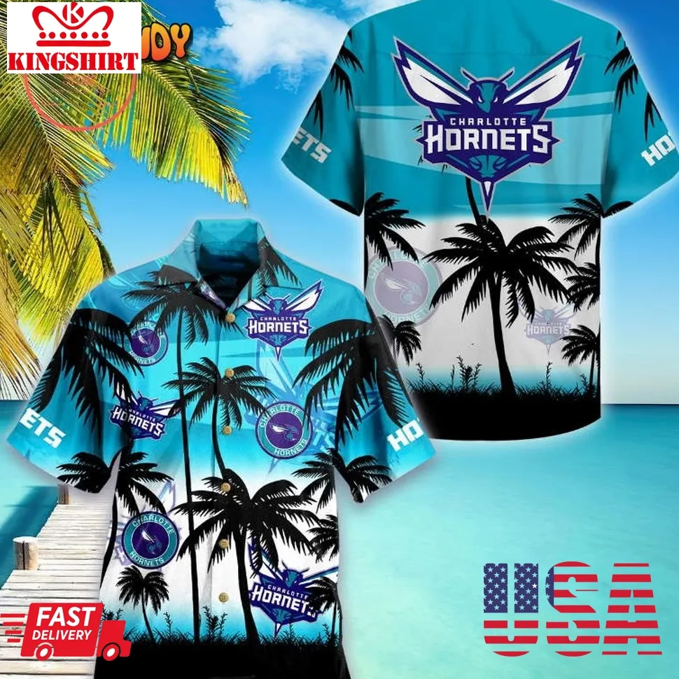 Charlotte Hornets Palm Hawaiian Shirt Unisex