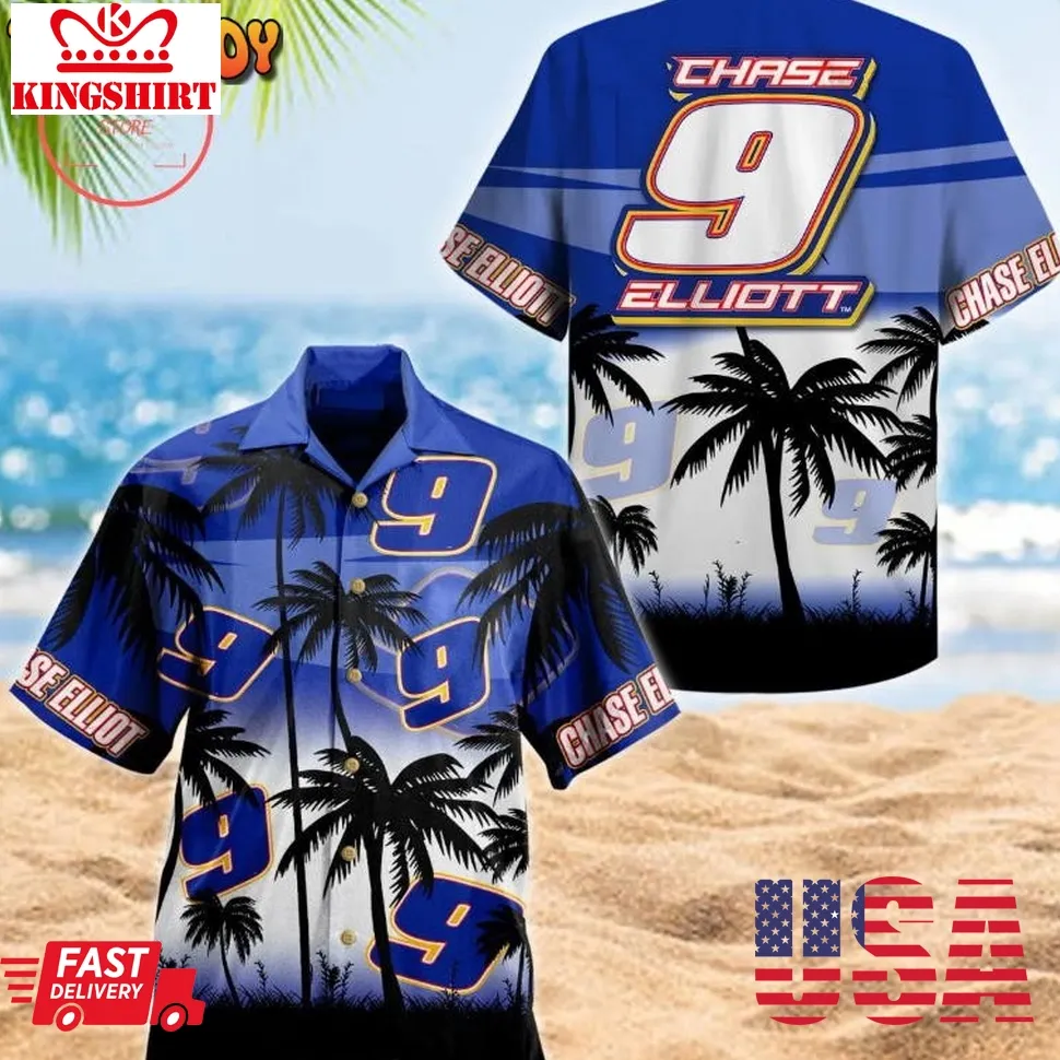 Chase Elliot 9 Palm Hawaiian Shirt Plus Size