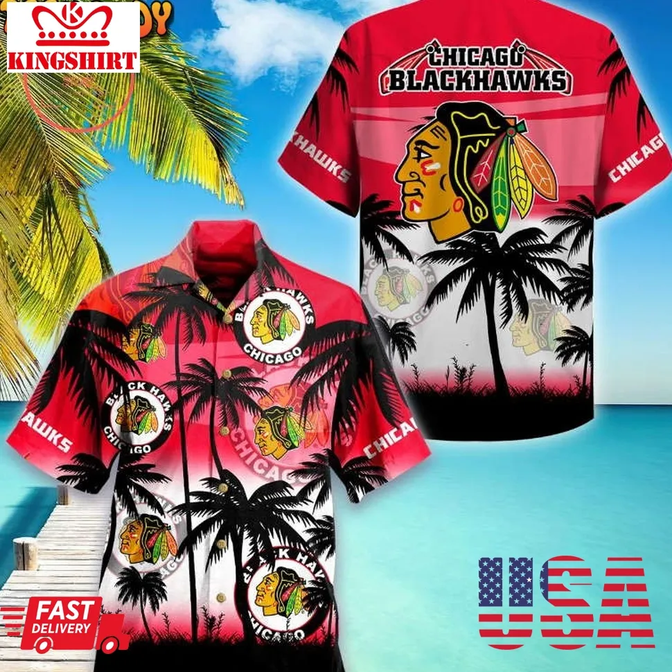 Chicago Blackhawks Nhl Palm Hawaiian Shirt Plus Size