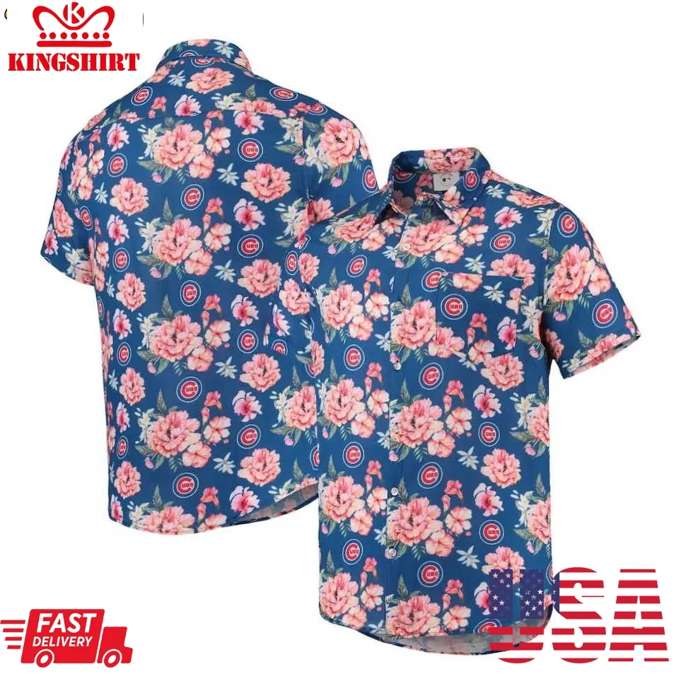 Chicago Cubs Floral Hawaiian Shirt Plus Size
