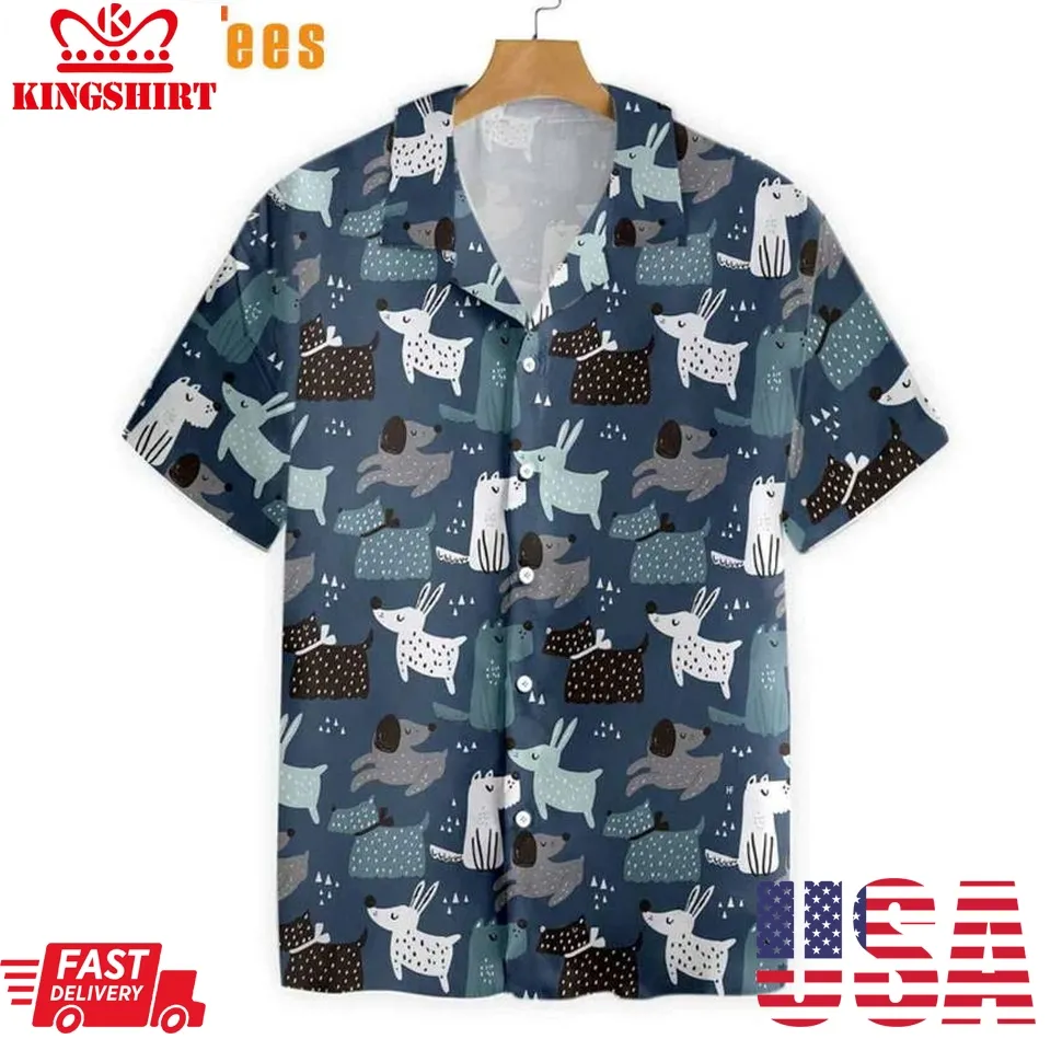 Childish Seamless Pattern, Dog Hawaiian Shirt Size up S to 5XL