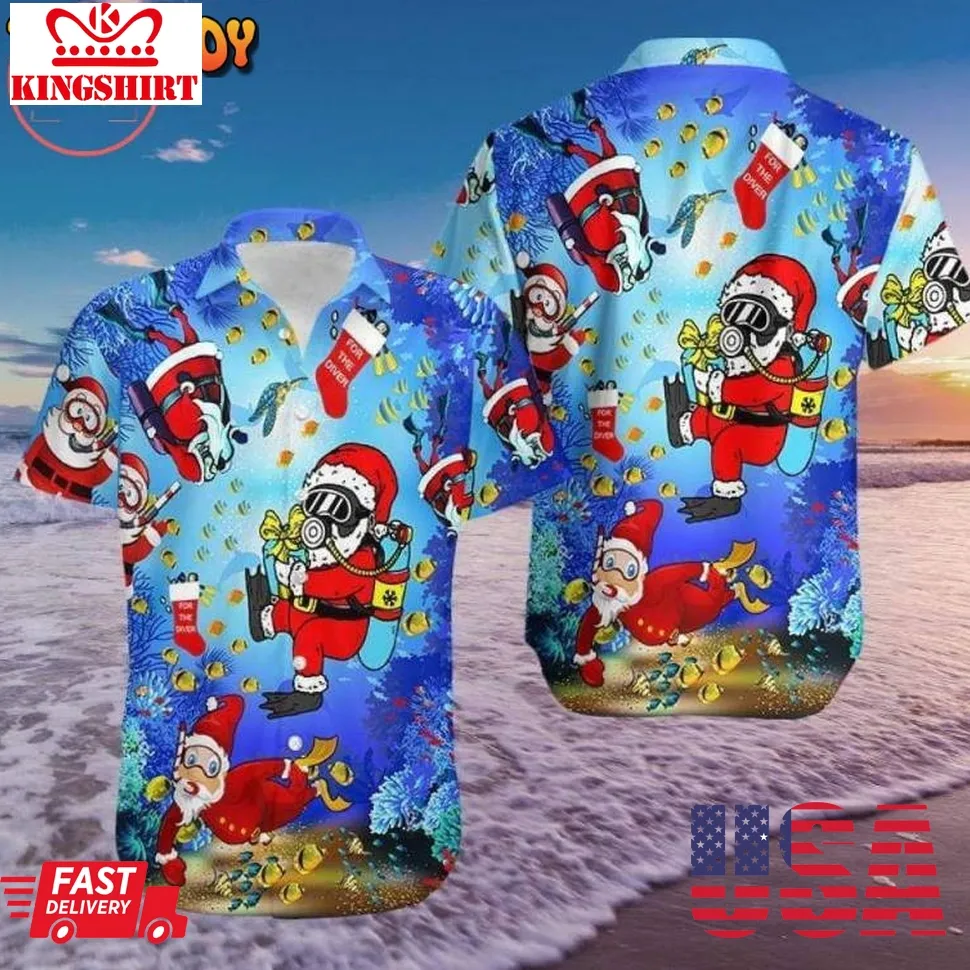 Christmas Santa Claus Dives Hawaiian Shirt Unisex