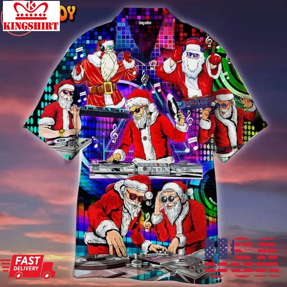 Christmas Santa Dj Disc Jockey Hawaiian Shirt Size up S to 5XL