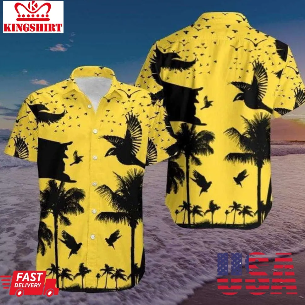 Coconut Beach Black And Yellow Hawaiian Shirt Plus Size