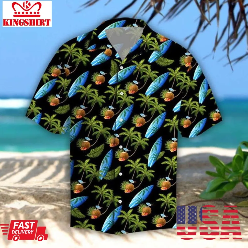 Coconut Tree Hawaiian Shirt Size up S to 5XL