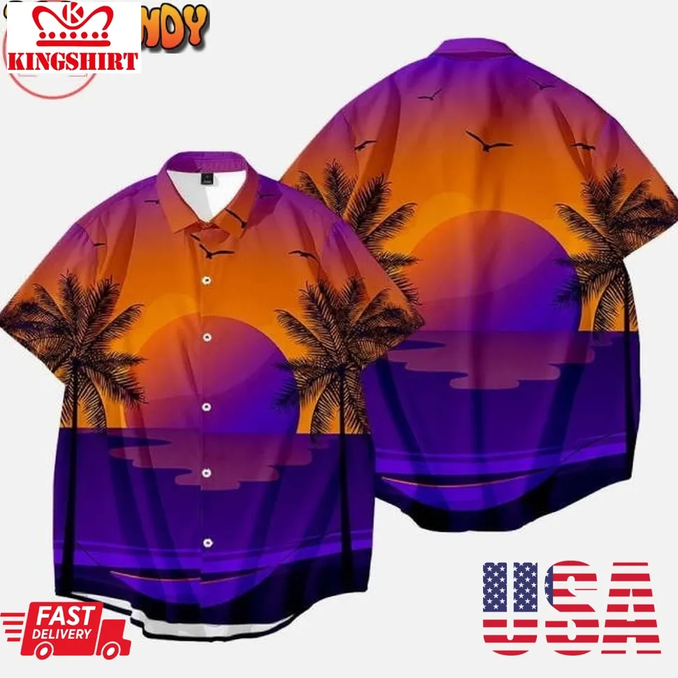 Coconut Tree Vintage Hawaiian Shirt Size up S to 5XL