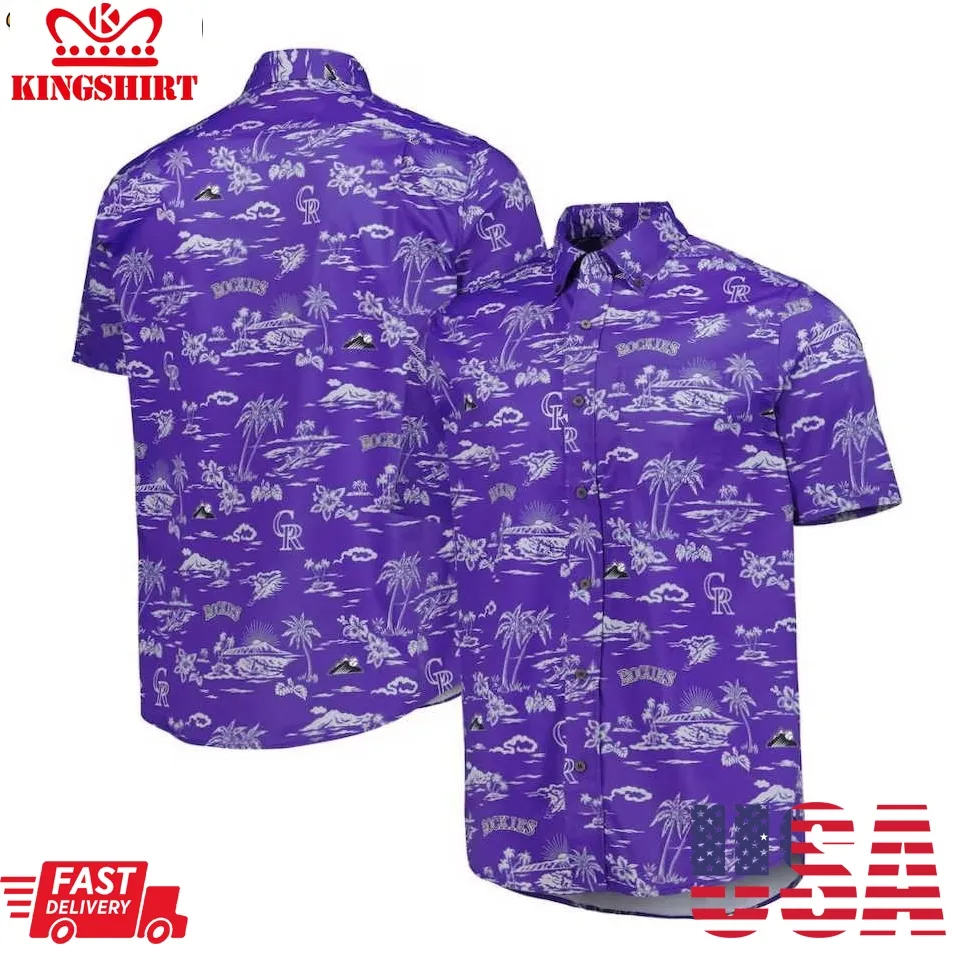 Colorado Rockies Purple Kekai Performance Hawaiian Shirt Size up S to 5XL