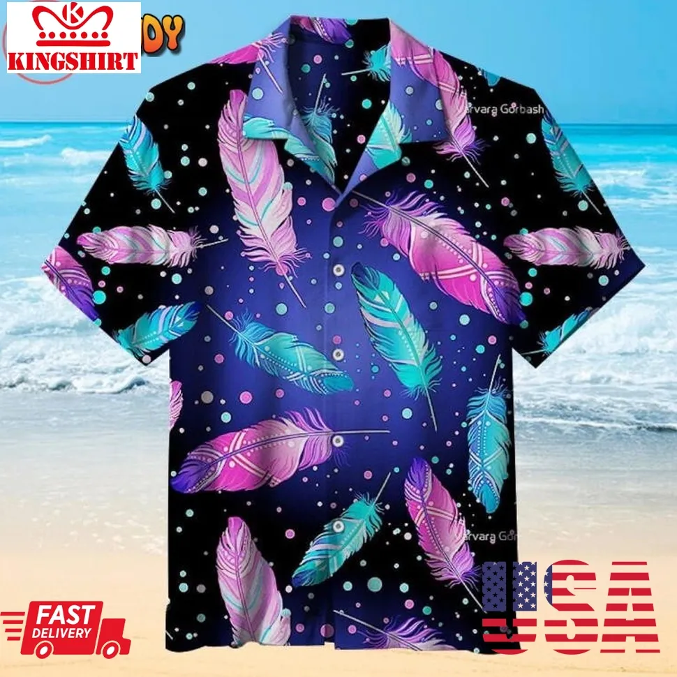 Colorful Feathers Under The Stars Hawaiian Shirt Plus Size