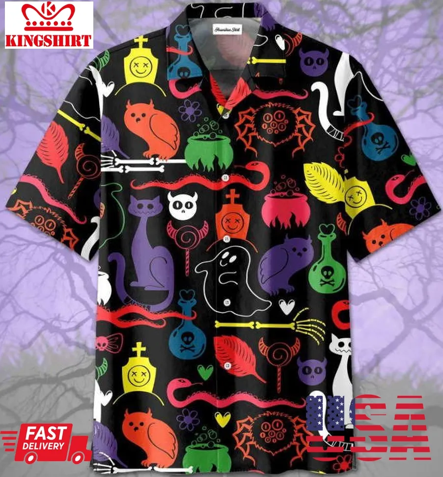 Colorful Halloween Hawaiian Shirt Size up S to 5XL