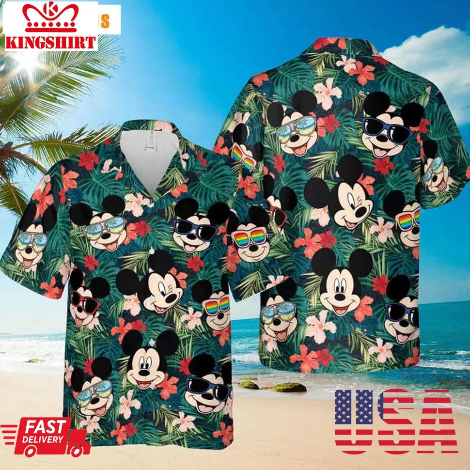 Cool Mickey Mouse Tropical Hawaiian Shirt, Mickey Hawaiian Shirt Plus Size